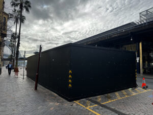 Site Hoardings erected an A class a hoarding along the harbour foreshore in the Rocks, sydney.