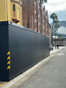 Site Hoardings erected an A class a hoarding along the harbour foreshore in the Rocks, sydney.