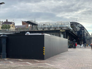 Site Hoardings erected an A class a hoarding along the harbour foreshore in the Rocks, sydney.