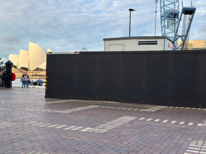 Site Hoardings erected an A class a hoarding along the harbour foreshore in the Rocks, sydney.