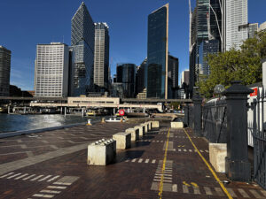 Site Hoardings erected an A class a hoarding along the harbour foreshore in the Rocks, sydney.